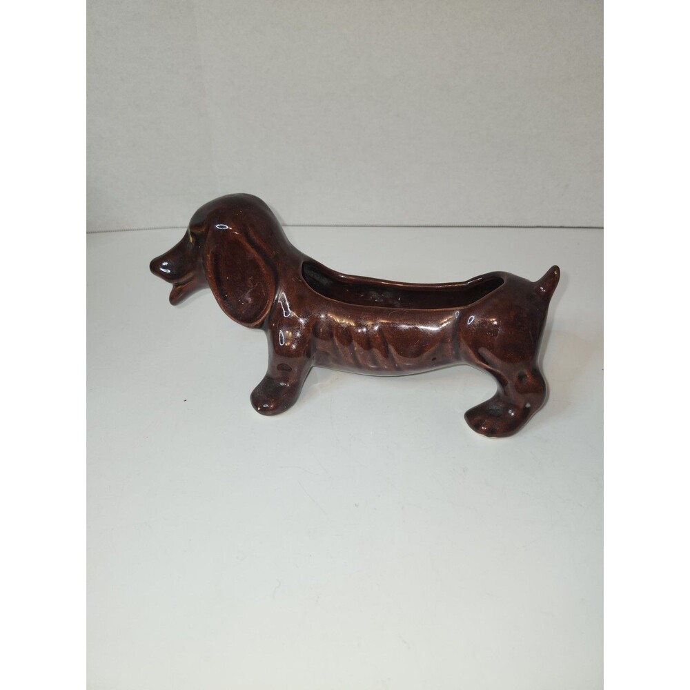 Vintage Dachshund Planter Dog Figurine Japan Doxie Ceramic